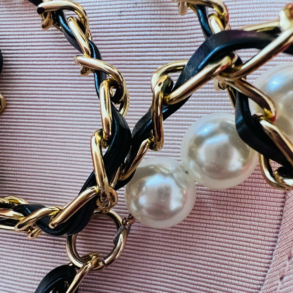 Gucci Pink Satin Chain Crossbody with Pom Pom Charm - Picture 8 of 11